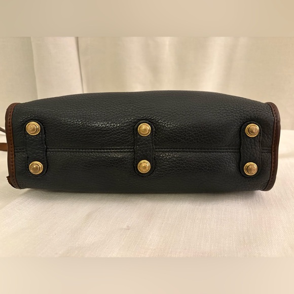 Vintage Dooney & Bourke AWL Crossbody Bag Navy British Tan Duck Logo Solid Brass - Picture 8 of 17